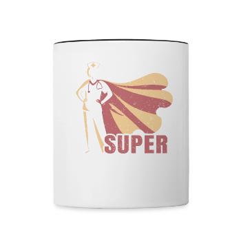 Infirmière – Infirmière super-héroïne - Mug contrasté - blanc/noir - Devant