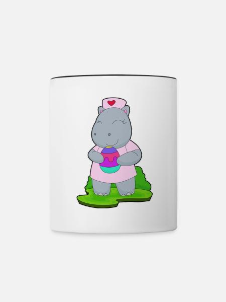 Nilpferd Ostern Krankenschwester - Tasse zweifarbig - Weiß/Schwarz