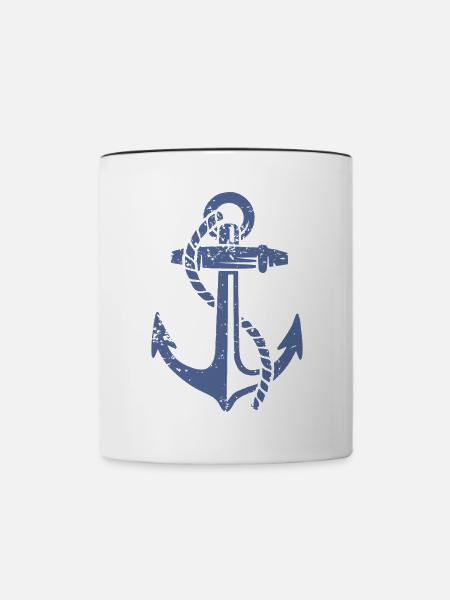 Anker Seemann Seefahrt Schifffahrt - Tasse zweifarbig - Weiß/Schwarz
