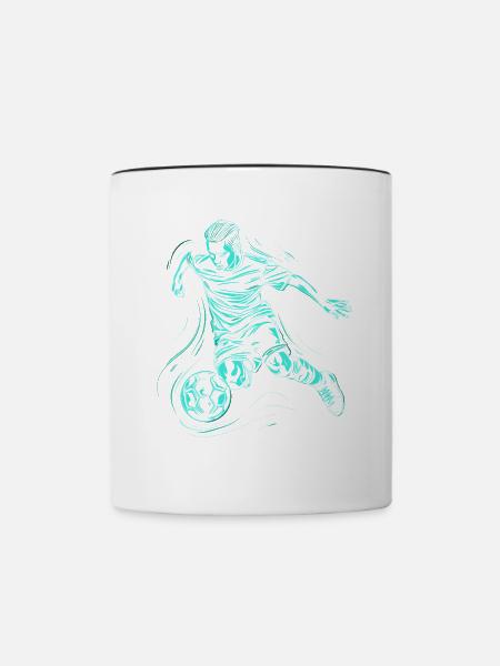 Fußballjunge Zeichnung - Tasse zweifarbig - Weiß/Schwarz