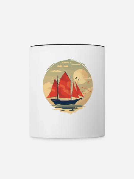 Segelschiff Porträt - Tasse zweifarbig - Weiß/Schwarz