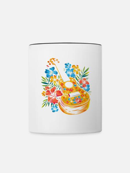Ukulele Cartoon-Stil - Tasse zweifarbig - Weiß/Schwarz