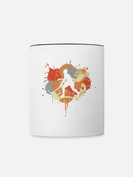 Hockeyspieler Zeichnung - Tasse zweifarbig - Weiß/Schwarz