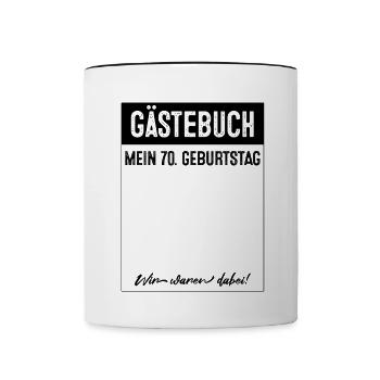 Gästebuch 70 Jahre alt 70. Geburtstag - Tasse zweifarbig - Weiß/Schwarz - Vorne