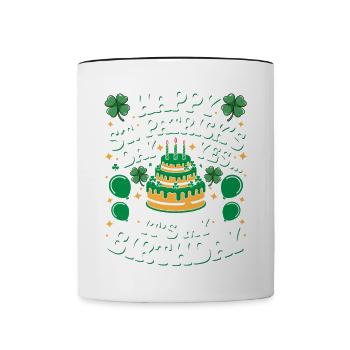 St. Patrick’s Day Birthday Cake Shamrock Men Women - Tasse zweifarbig - Weiß/Schwarz - Vorne