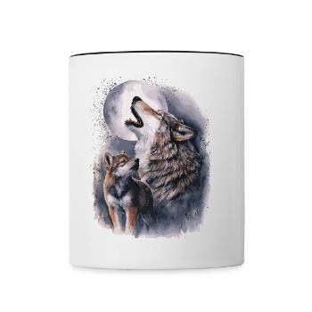 Wölfe & Vollmond – Mystische Wildnis - Tasse zweifarbig - Weiß/Schwarz - Vorne