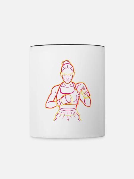 Boxerin Zeichnung - Tasse zweifarbig - Weiß/Schwarz