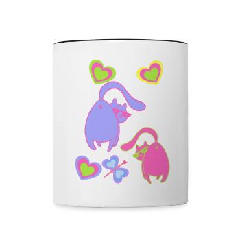 Valentin Cats Cat Heart Hearts Dear Partners - Contrasting Mug - white/black - Front