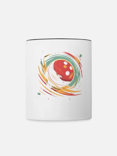 Retro Bowlingkugel - Tasse zweifarbig - Weiß/Schwarz