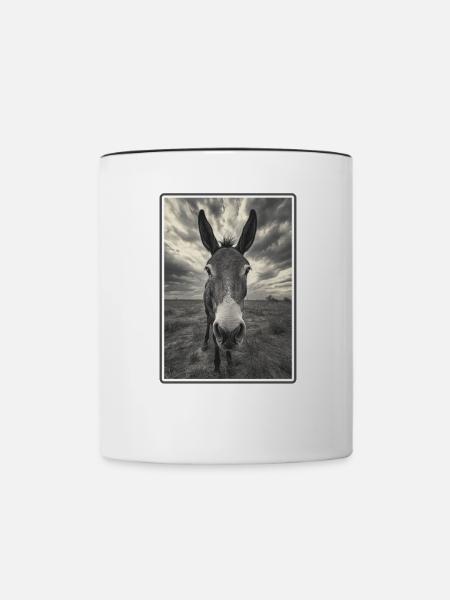Donkey Esel - Tasse zweifarbig - Weiß/Schwarz