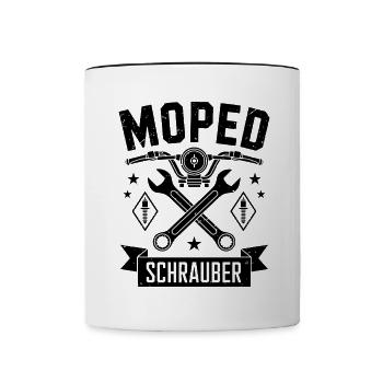 Moped Schrauber Mechaniker Mopedfahrer - Tasse zweifarbig - Weiß/Schwarz - Vorne