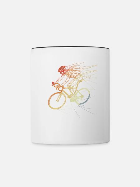 Radfahrerin Zeichnung - Tasse zweifarbig - Weiß/Schwarz
