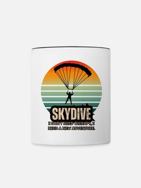 Fallschirmsprung Abenteuer Fallschirm Design - Tasse zweifarbig - Weiß/Schwarz