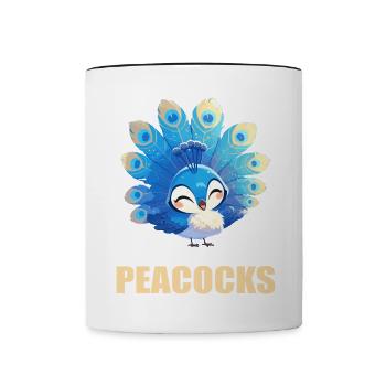 Pfaue Pfau - Tasse zweifarbig - Weiß/Schwarz - Vorne