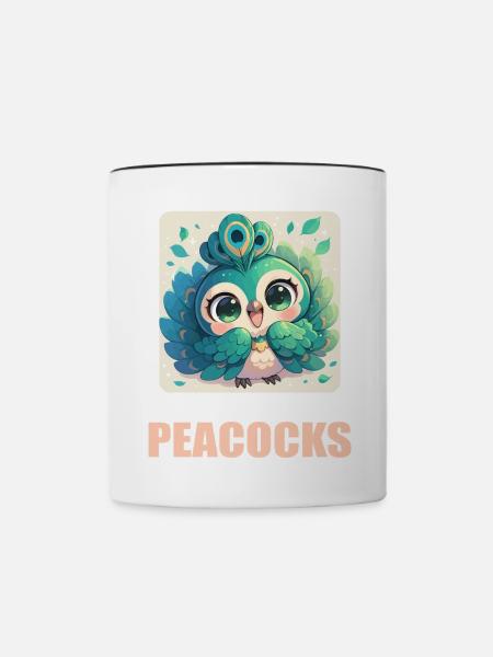 Pfaue Pfau - Tasse zweifarbig - Weiß/Schwarz