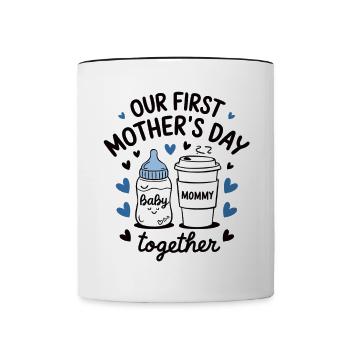Unser erster Muttertag – Geschenk für Mütter - Tasse zweifarbig - Weiß/Schwarz - Vorne
