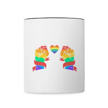 Contre le racisme ! Pour la politique, les droits de l’homme, l’amour - Mug contrasté - blanc/noir - Devant