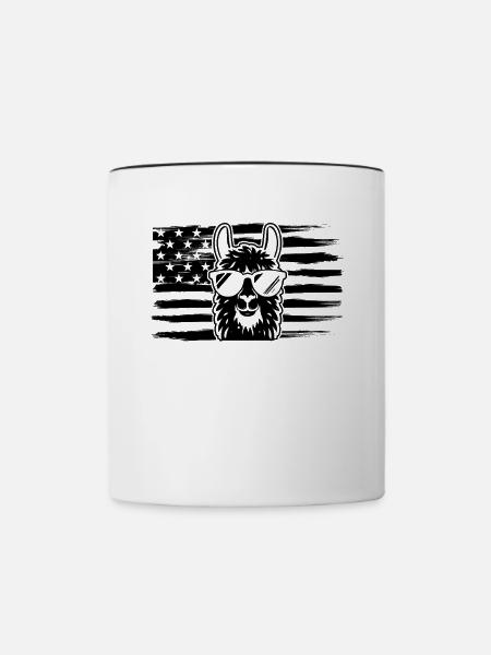 Llama US Flag Llama - Tasse zweifarbig - Weiß/Schwarz