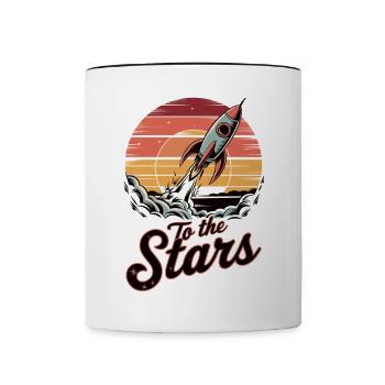 Vers les étoiles – Lancement de fusée - Mug contrasté - blanc/noir - Devant