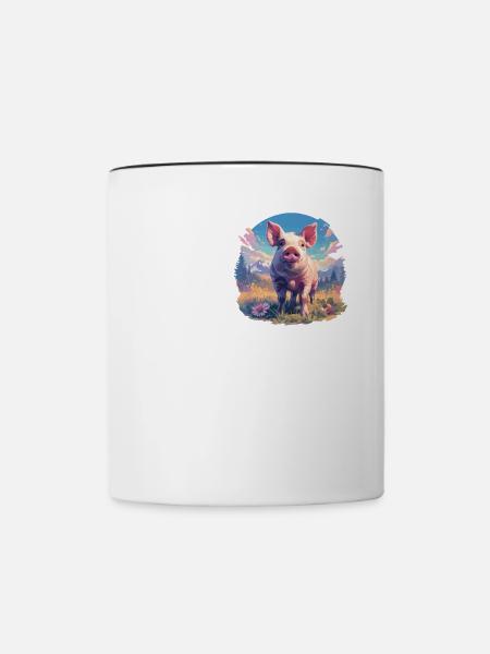 Schweine Schwein - Tasse zweifarbig - Weiß/Schwarz