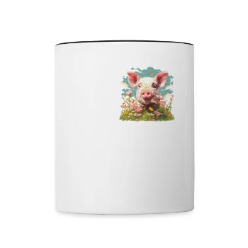 Schweine Schwein - Tasse zweifarbig - Weiß/Schwarz - Vorne