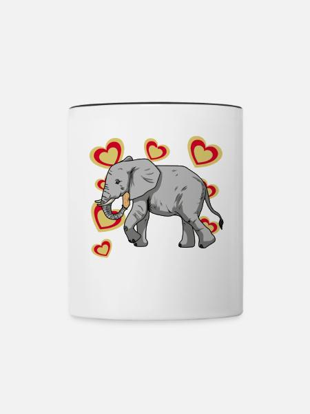 Elefant Elefanten Kinder Erdnuss - Tasse zweifarbig - Weiß/Schwarz
