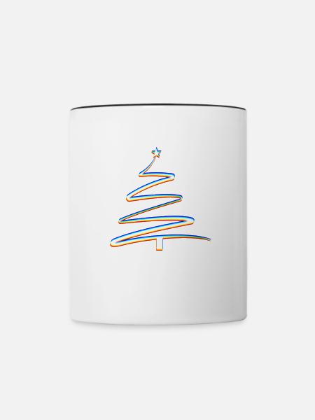 Abstrakter Weihnachtbaum Trippy Effekt - Tasse zweifarbig - Weiß/Schwarz