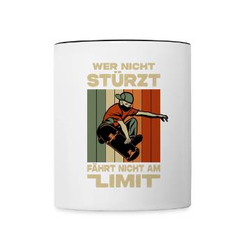 Skateboard Geschenke Skateboardfahrer Outfits - Tasse zweifarbig - Weiß/Schwarz - Vorne
