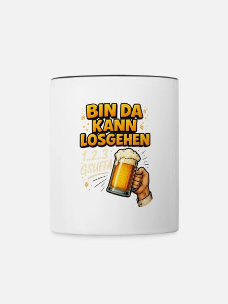 Bin da kann losgehen - Tasse zweifarbig - Weiß/Schwarz