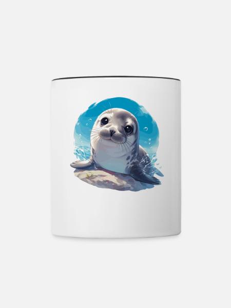 Robben Robbe - Tasse zweifarbig - Weiß/Schwarz