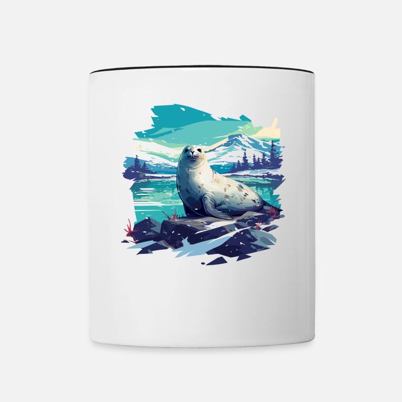 Robben Robbe - Tasse zweifarbig - Weiß/Schwarz