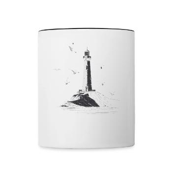 Leuchturm Möwe Hafen Moin Meer See - Tasse zweifarbig - Weiß/Schwarz - Vorne