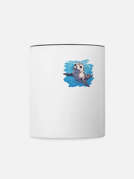 Robben Robbe - Tasse zweifarbig - Weiß/Schwarz