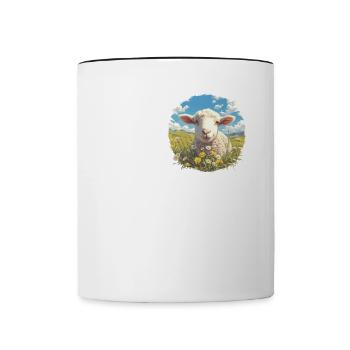 Schafe Schaf - Tasse zweifarbig - Weiß/Schwarz - Vorne