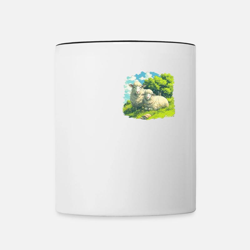 Schafe Schaf - Tasse zweifarbig - Weiß/Schwarz