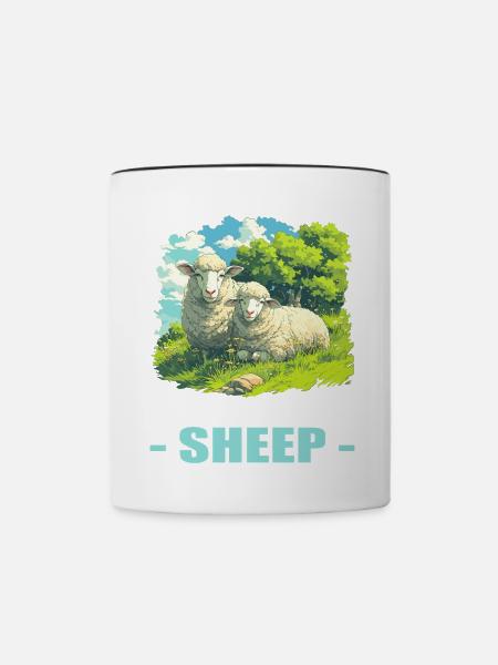 Schafe Schaf - Tasse zweifarbig - Weiß/Schwarz