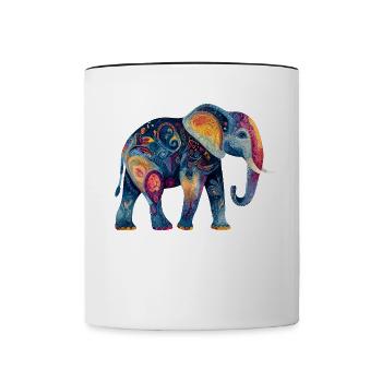 Elefant Rüsseltier Afrika Safari Wildnis Elefanten - Tasse zweifarbig - Weiß/Schwarz - Vorne
