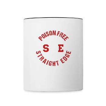 Straight Edge Vegan, gegen Drogen, Punk - Tasse zweifarbig - Weiß/Schwarz - Vorne