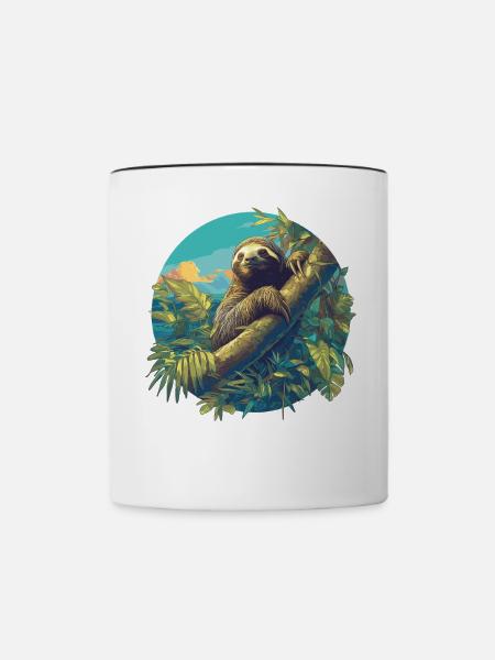 Faultiere Faultier - Tasse zweifarbig - Weiß/Schwarz