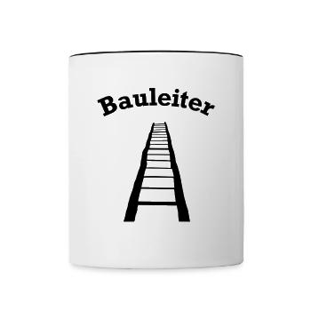 lustiges Bauleiter Baustellen Zubehör - Tasse zweifarbig - Weiß/Schwarz - Vorne