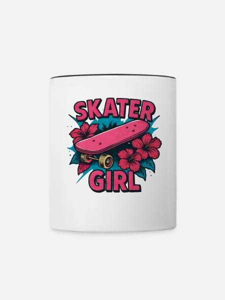 Skater Girl Skateboarden - Tasse zweifarbig - Weiß/Schwarz