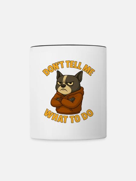Mürrischer Boston Terrier - Tasse zweifarbig - Weiß/Schwarz
