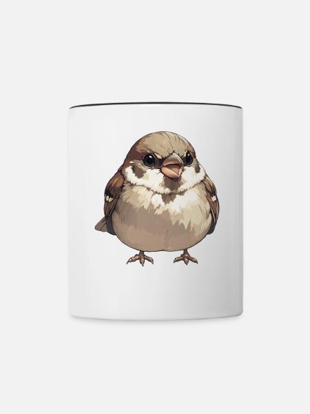 Spatzen Spatz - Tasse zweifarbig - Weiß/Schwarz