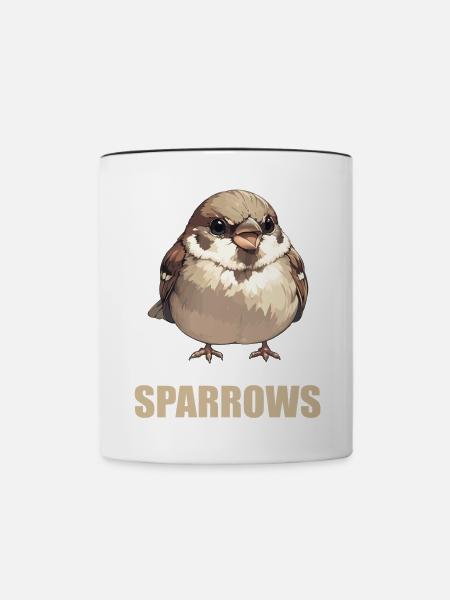 Spatzen Spatz - Tasse zweifarbig - Weiß/Schwarz