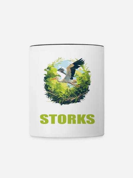 Störche Storch - Tasse zweifarbig - Weiß/Schwarz