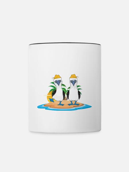 Galapagosinseln Blaufußtölpel Weihnachten - Tasse zweifarbig - Weiß/Schwarz