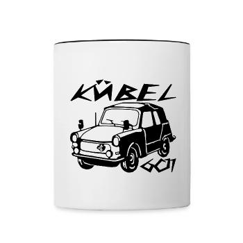  Kübel Trabi Stoffhund - Tasse zweifarbig - Weiß/Schwarz - Vorne