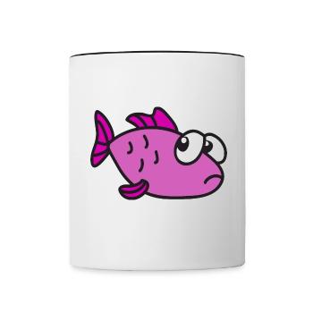 Poisson cool mignon drôle - Mug contrasté - blanc/noir - Devant