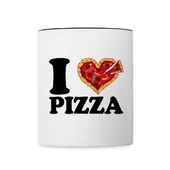 I Love Pizza - Tasse zweifarbig - Weiß/Schwarz - Vorne