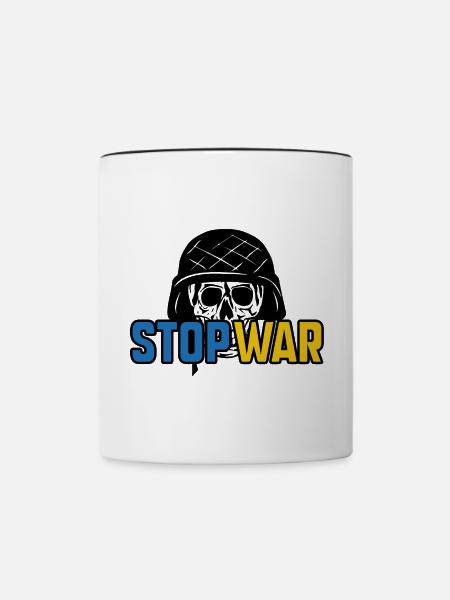 Stoppt den Krieg - Tasse zweifarbig - Weiß/Schwarz